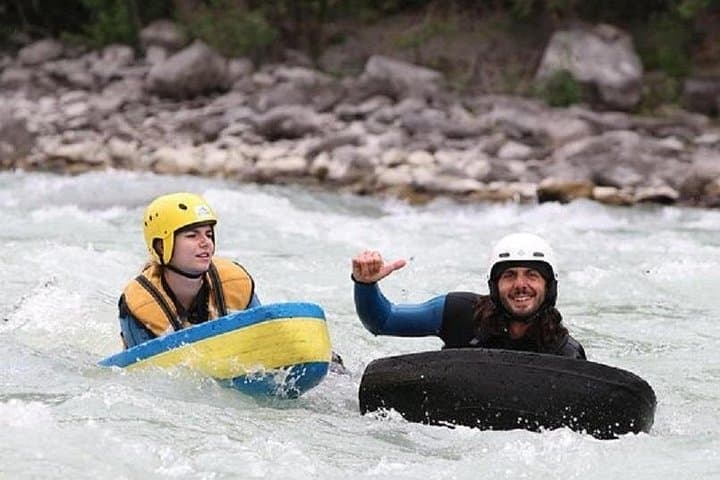 Whitewater swimming (Hydrospeed) on the Durance