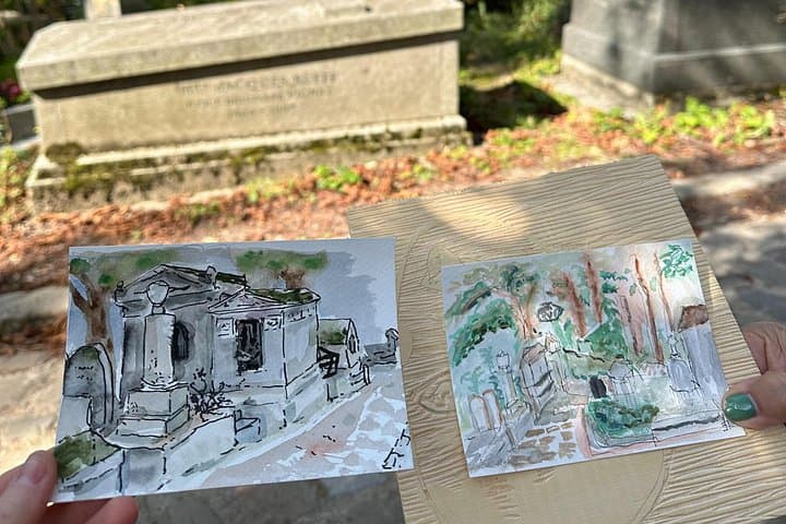Père Lachaise Cemetery Art: Watercolor Postcard Workshop in Paris — photo 1
